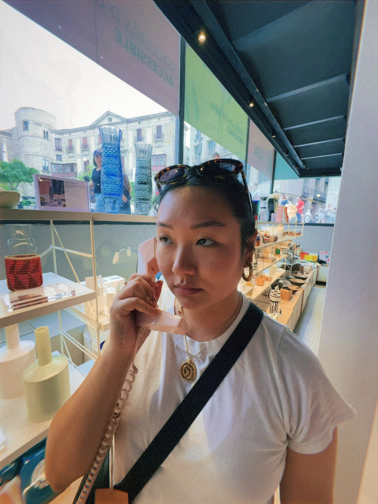 photo of Joy pretending she's on the phone